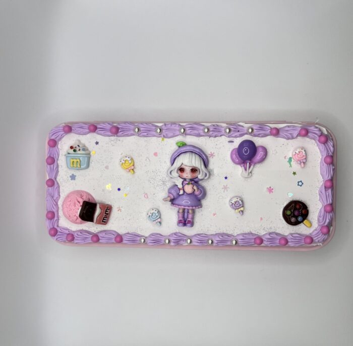 Purple Dressed cute girl with M&M pencil box - Image 1