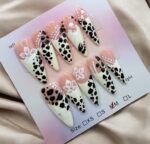 Animal Print French Tip Stiletto Nails