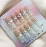 Lace Square Nails With Belt Design