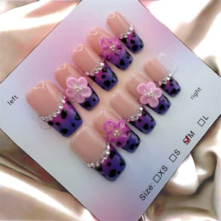 Square 2.5 Purple French Tips 100% Handmade