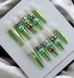 Sanrio Keroppi Hand Painted Long Coffin Nails