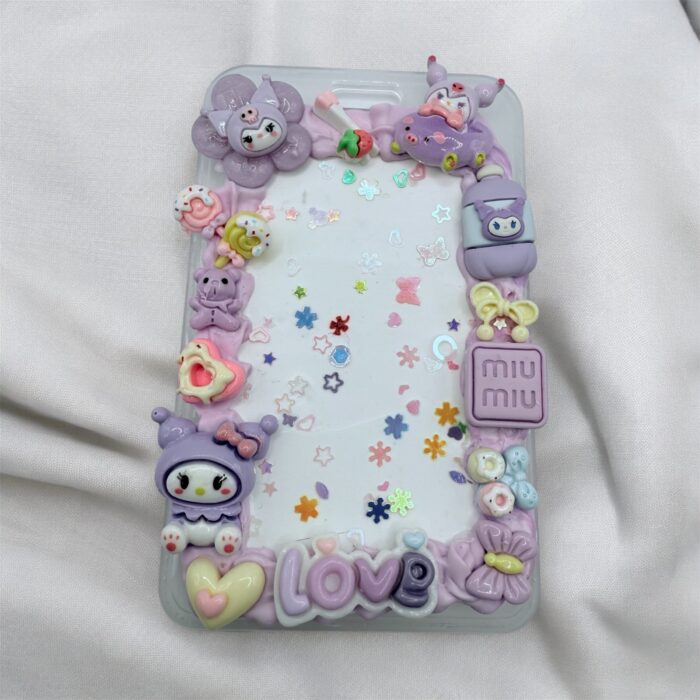 cutekuromicharmsdecoratedwithcreamglue-ezgif.com-optijpeg Kuromi Resin Charms ID Card Holder/Sleeve - Image 1