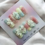 Double Layered 3D Flowers Elegant Nails