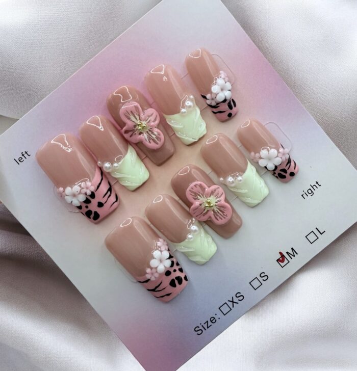 Pink And Yellow Very Elegant 2.5 Square Nails - Image 1