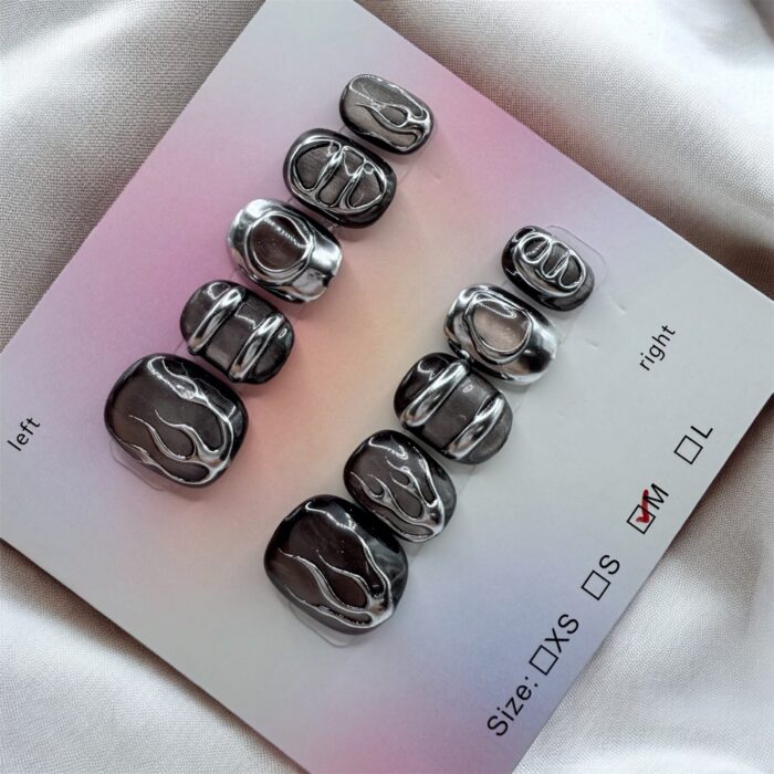 Extra Short Black Cat Eye Nails - Image 1