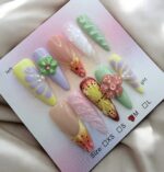 Spring Vibe Stiletto 3D Flowers Nails