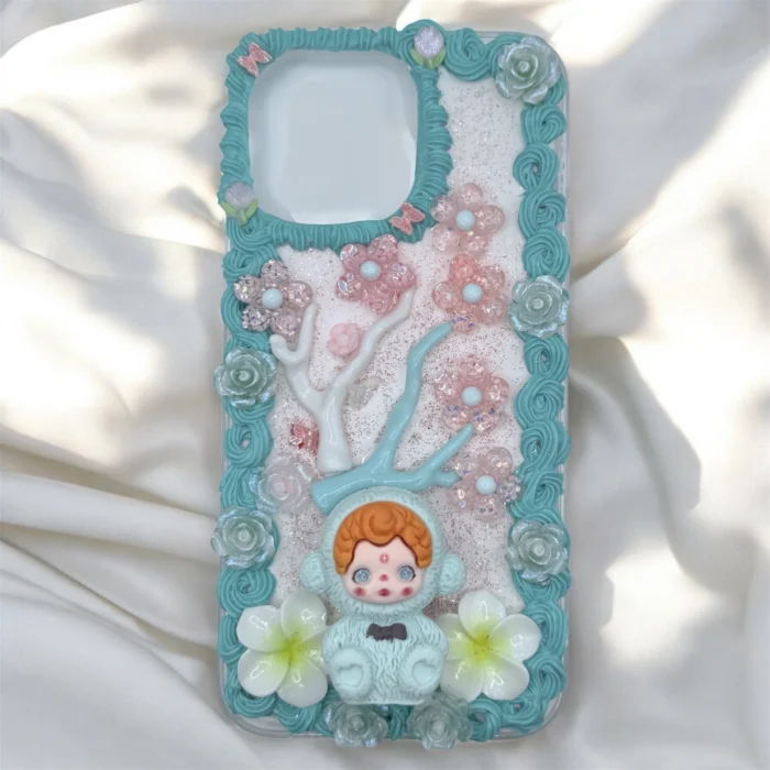 Skullpandaplussakuraflowersphonecase-ezgif.com-jpg-to-webp-converter IPhone 14 Pro Max Cover Popmart Skull Panda - Image 1