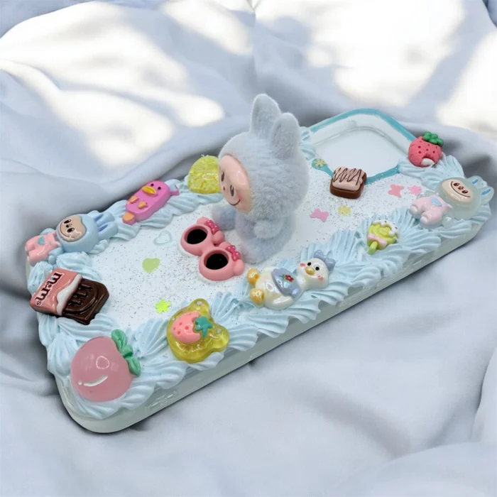 IPhone 15 Labubu and Blue Cream Glue Cover - Image 3