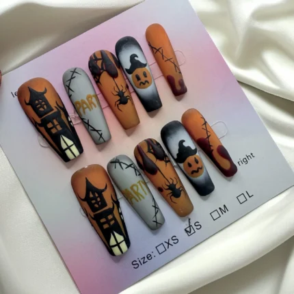 Matte Coffin Spooky Halloween Nails