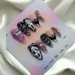Ghost Face Handmade Halloween Almond Nails