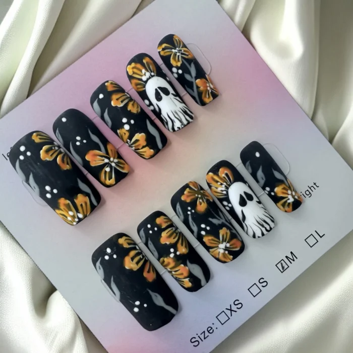 Matte Square Cute Halloween Nails - Image 1