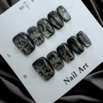 Halloween Cat's Eye Square Nails Spooky Cats