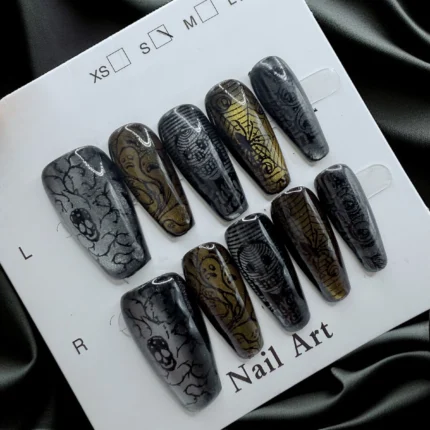 Halloween Skull Spooky Cat's Eye Nails