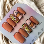 Matte Medium Length Fall Comic Book Style Nails