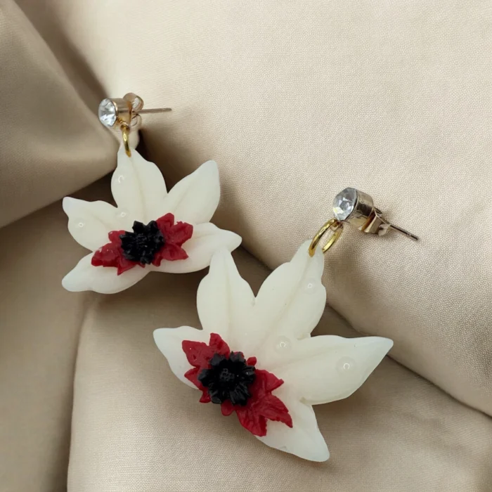 Polymer Clay Fall Leaf Earrings Handmade - Image 2