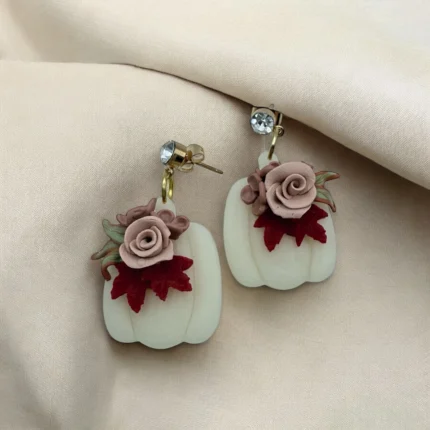 Polymer Clay Fall Pumpkin Earrings Handmade
