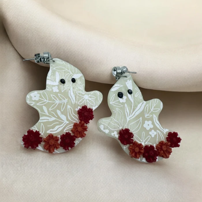 Polymer Clay Halloween Ghost Earrings - Image 1