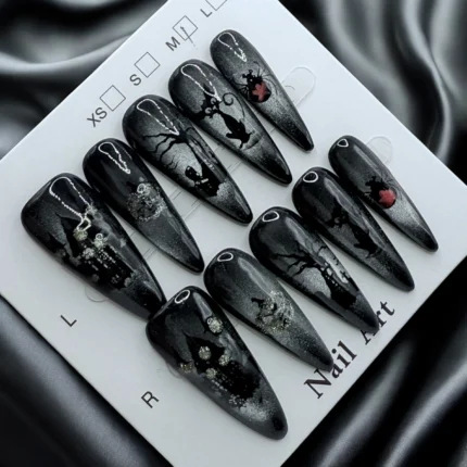 Halloween Cat's Eye Stiletto Nails