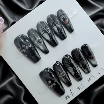 Halloween Cat's Eye Hunted House Coffin Nails