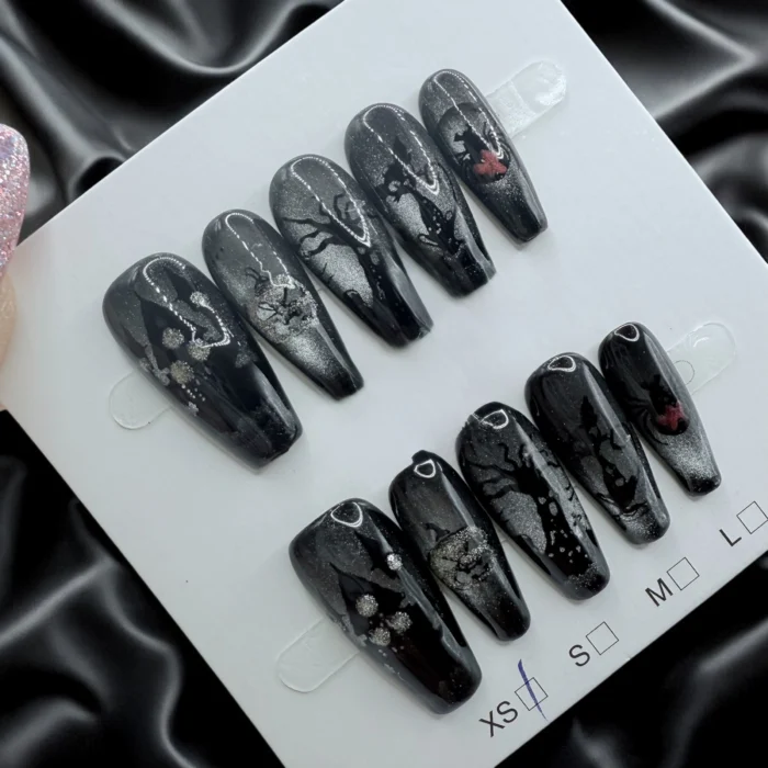 Halloween Cat's Eye Hunted House Coffin Nails - Image 1
