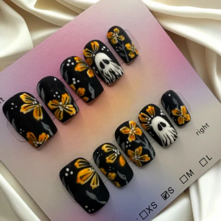 Matte Short Square Cute Halloween Nails