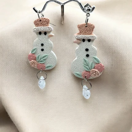 Polymer Clay Winter Snowman Earrings