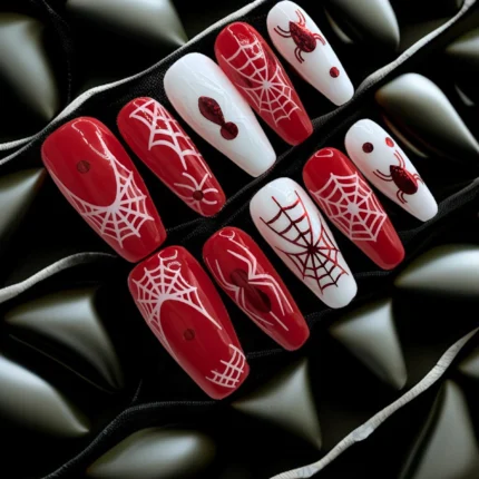 Red And White Halloween Nails