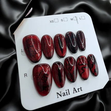 Bloody Red Cat's Eye Nails