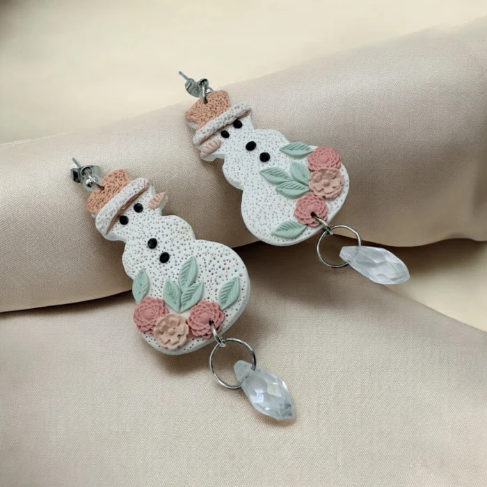 Polymer Clay Winter Snowman Earrings - Image 2