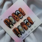 Matte Medium Length Coffin Spooky Halloween Nails