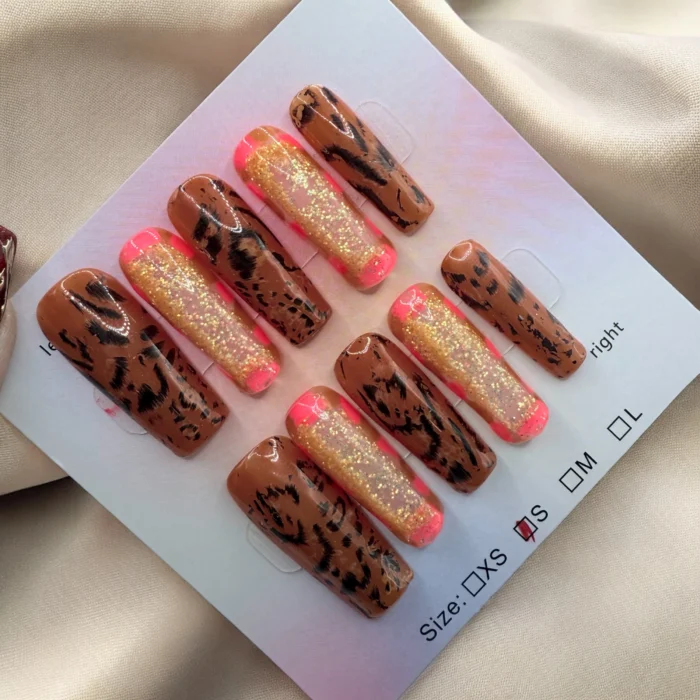 Animal Print Square Water Nails - Image 1