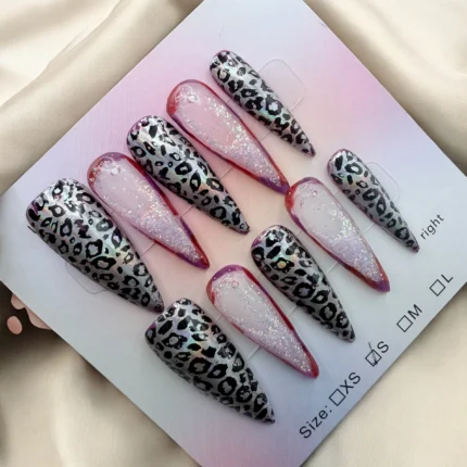 Stiletto Holographic Animal Print Water Nails