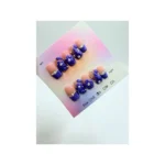 Handmade Press-On Nail Manicure Purple Floral 3D Flower Rhinestone French Tip Set