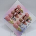 Nude Gold Stiletto Press On Nails Premium Set