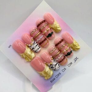 Pink Zebra Press On Nails Bold Luxury Set