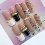 classy chaos square press on nails