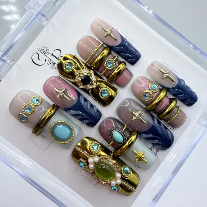 Gothic- Baroque -Press -On -Nails Luxury Gothic Baroque Press On Nails | 3cm Square - Image 1